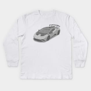 Lamborghini Huracan Sto - Grayscale version typographic art 2 Kids Long Sleeve T-Shirt